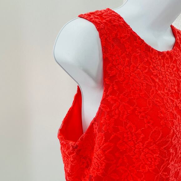 WAYF Orange Lace Stretch Knit Sleeveless Cropped Career Colorful Fun Tank Top L - Picture 4 of 9